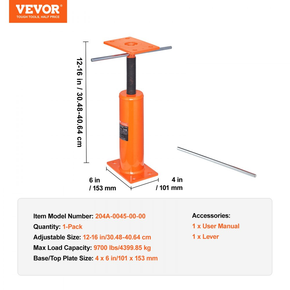 VEVOR Adjustable Floor Jack Post House Floor Leveling Lift 12