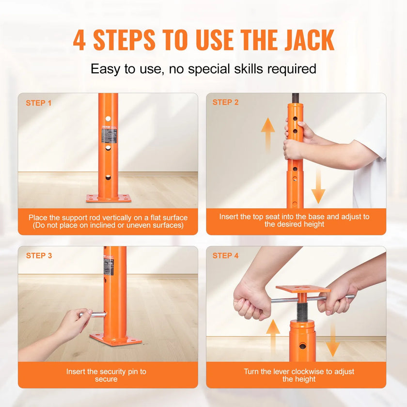 VEVOR Adjustable Floor Jack Post House Floor Leveling Lift 19