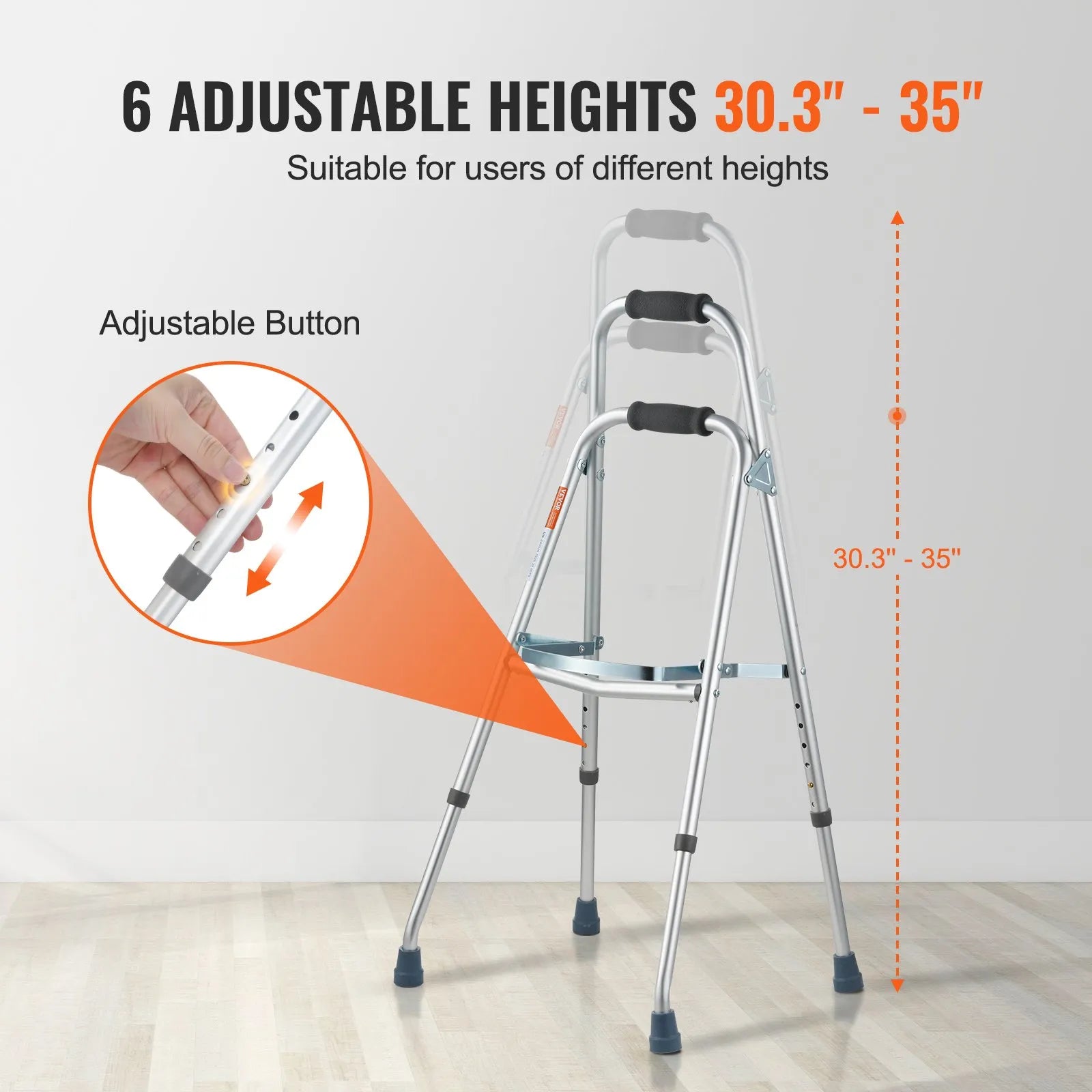 VEVOR Folding Hemi Walker One Arm Mobility Walker for Senior & Adjustable Height