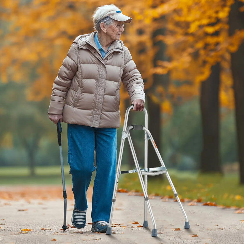 VEVOR Folding Hemi Walker One Arm Mobility Walker for Senior & Adjustable Height