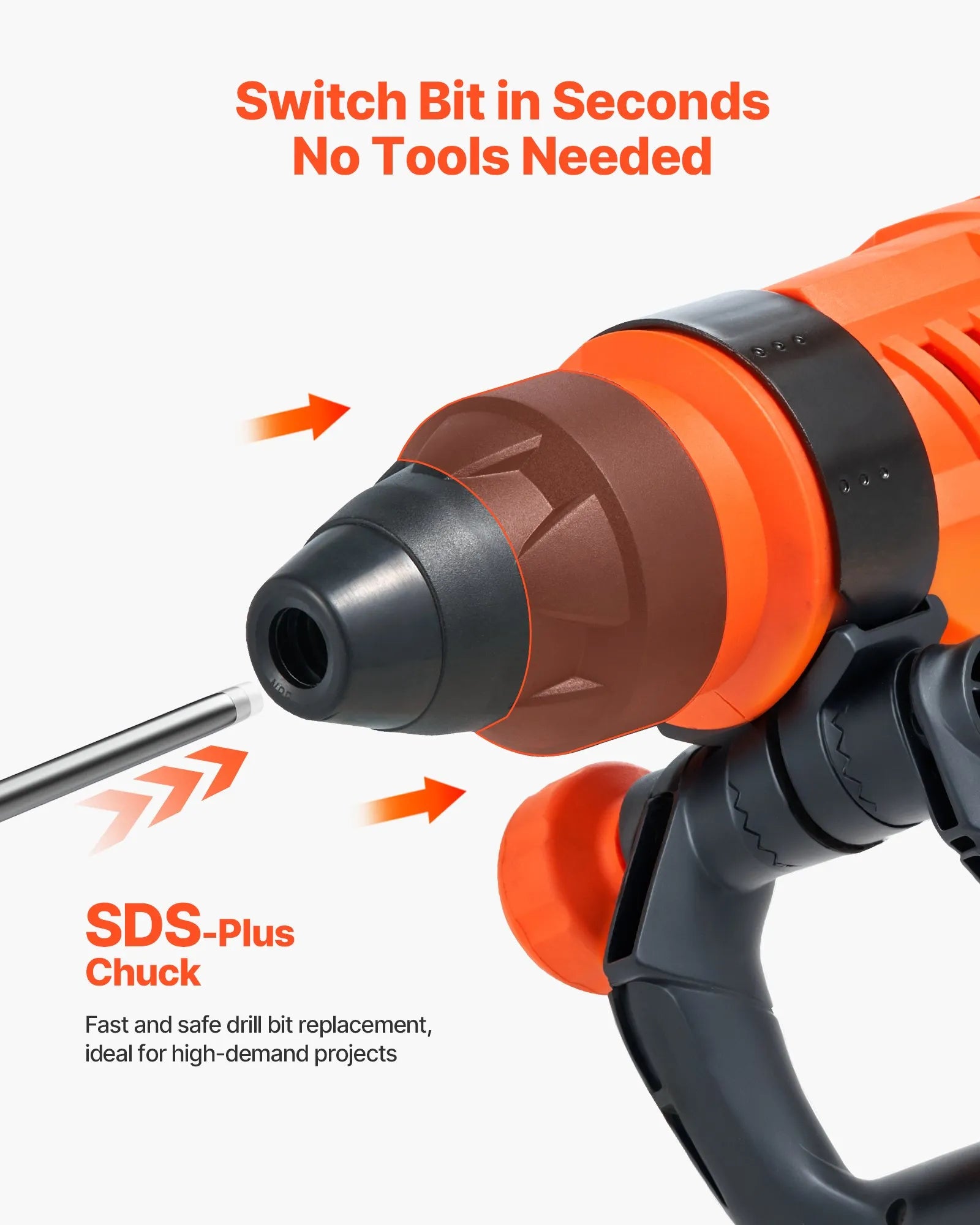 VEVOR SDS-Max 2-Inch Corded Rotary Hammer Drill Kit 1600W 350RPM 3 Functions