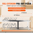 VEVOR Pan and Pot Rack, 2-Tier Expandable Pull Out Under Cabinet Organizer, Cookie Sheet Baking Pans Tray Racks, Adjustable Wire Dividers, Steel Lid Holder for Kitchen Cabinet & Pantry Storage, 12