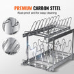 VEVOR Pan and Pot Rack, 2-Tier Expandable Pull Out Under Cabinet Organizer, Cookie Sheet Baking Pans Tray Racks, Adjustable Wire Dividers, Steel Lid Holder for Kitchen Cabinet & Pantry Storage, 12