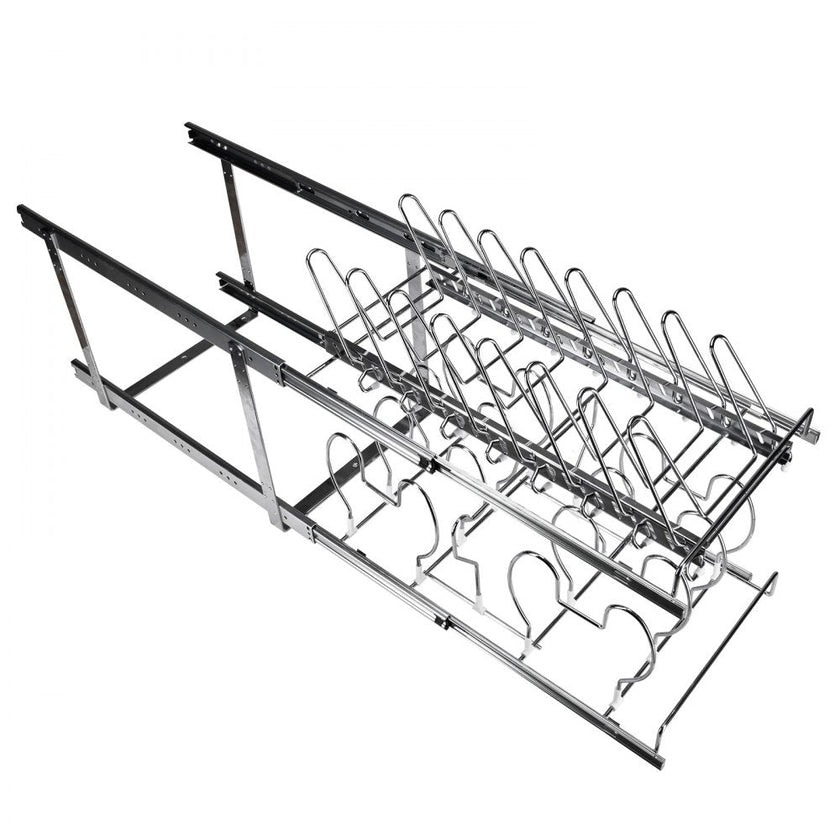 VEVOR Pan and Pot Rack, 2-Tier Expandable Pull Out Under Cabinet Organizer, Cookie Sheet Baking Pans Tray Racks, Adjustable Wire Dividers, Steel Lid Holder for Kitchen Cabinet & Pantry Storage, 12