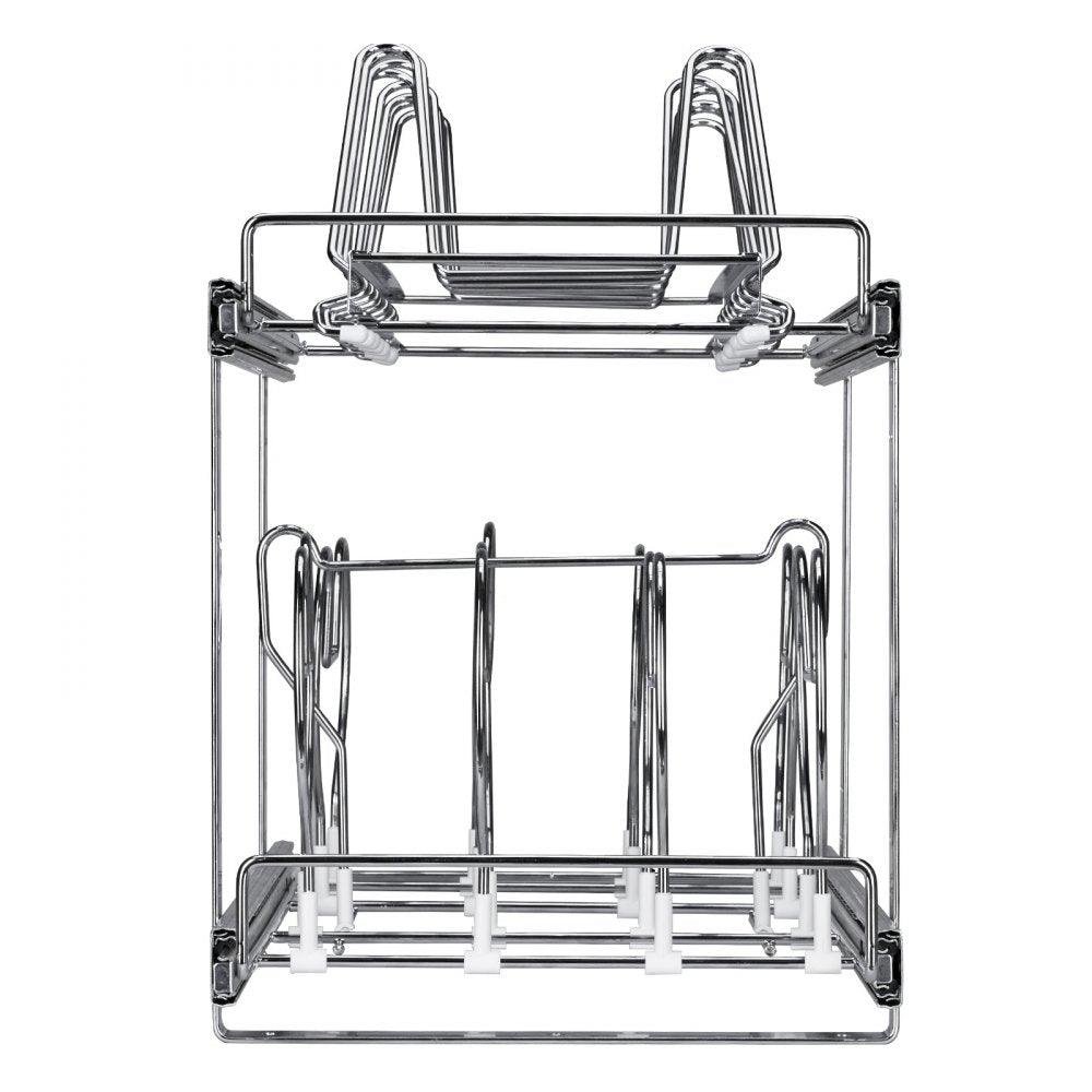 VEVOR Pan and Pot Rack, 2-Tier Expandable Pull Out Under Cabinet Organizer, Cookie Sheet Baking Pans Tray Racks, Adjustable Wire Dividers, Steel Lid Holder for Kitchen Cabinet & Pantry Storage, 12