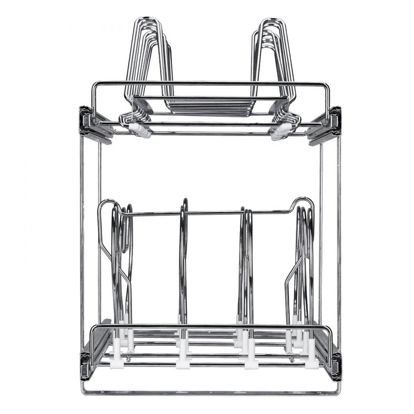 VEVOR Pan and Pot Rack, 2-Tier Expandable Pull Out Under Cabinet Organizer, Cookie Sheet Baking Pans Tray Racks, Adjustable Wire Dividers, Steel Lid Holder for Kitchen Cabinet & Pantry Storage, 12