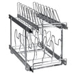 VEVOR Pan and Pot Rack, 2-Tier Expandable Pull Out Under Cabinet Organizer, Cookie Sheet Baking Pans Tray Racks, Adjustable Wire Dividers, Steel Lid Holder for Kitchen Cabinet & Pantry Storage, 12