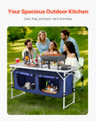 VEVOR Camping Kitchen Table Folding Portable Cook Station 3 Adjustable Heights