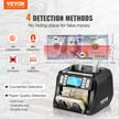 VEVOR Money Counter Machine, Bill Counter with UV, MG, IR and DD Counterfeit Detection, USD & EUR Cash Counting Machine with Add and Batch Modes, Large LCD & External Display, Not applicable to Canadian dollars