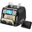 VEVOR Money Counter Machine, Bill Counter with UV, MG, IR and DD Counterfeit Detection, USD & EUR Cash Counting Machine with Add and Batch Modes, Large LCD & External Display, Not applicable to Canadian dollars