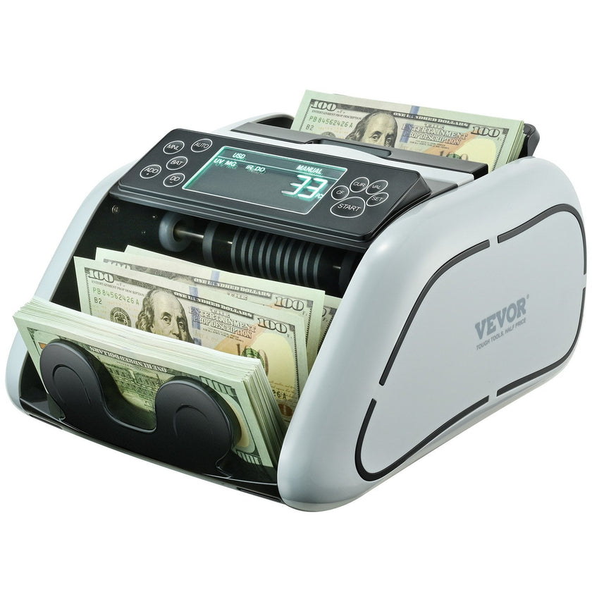 VEVOR Money Counter Machine, Bill Counter with UV, MG, IR and DD Counterfeit Detection, USD & EUR Cash Counting Machine with Large LCD & External Display for Small Business?Not applicable to Canadian dollars