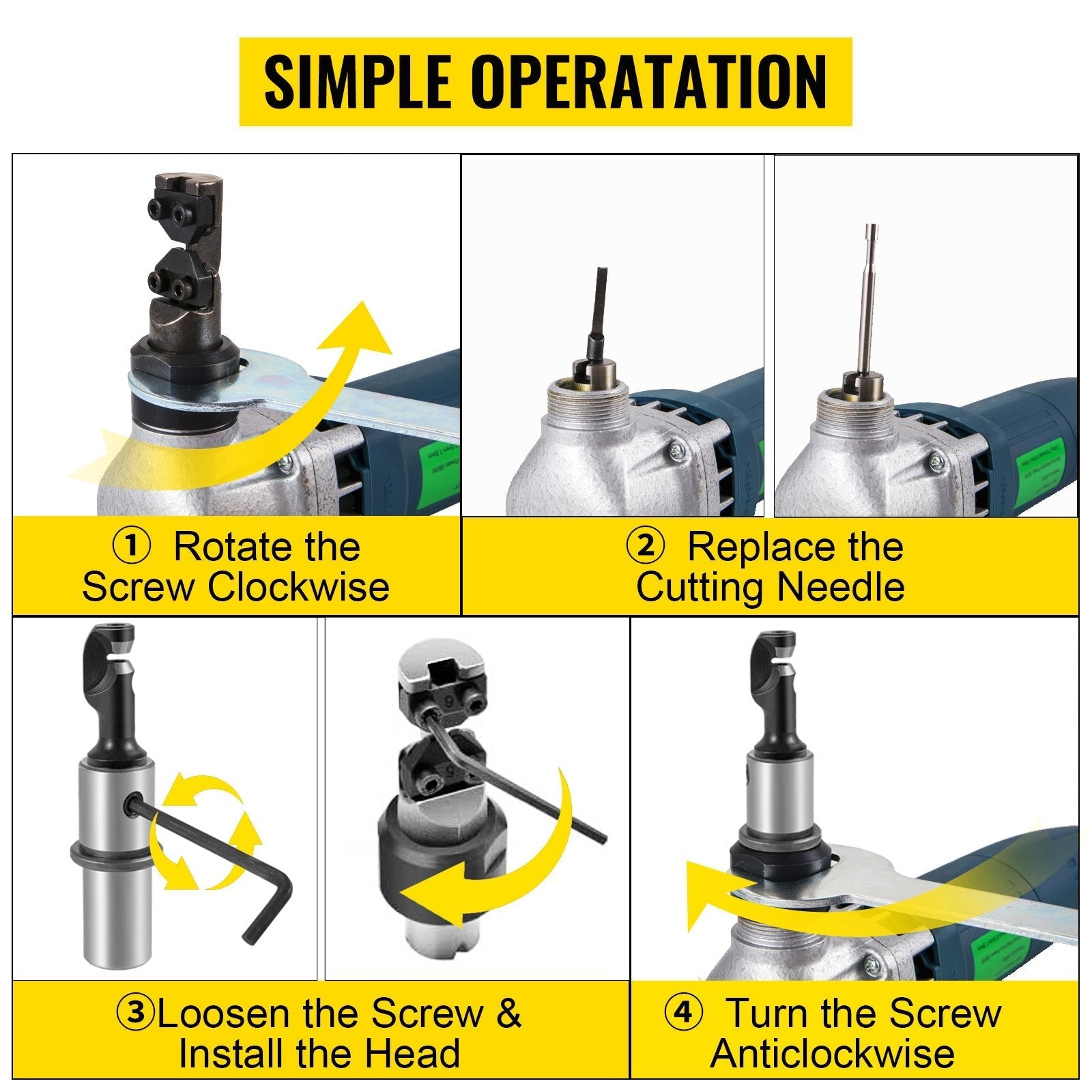 VEVOR Sheet Metal Nibbler 380W, Electric Metal Nibbler 1800RPM High Speed Rotor 0.07in/1.8mm, Metal Nibbler Cutter w Replaced Blades Storage Case for Cutting Stainless Steel, Aluminium, Plastic