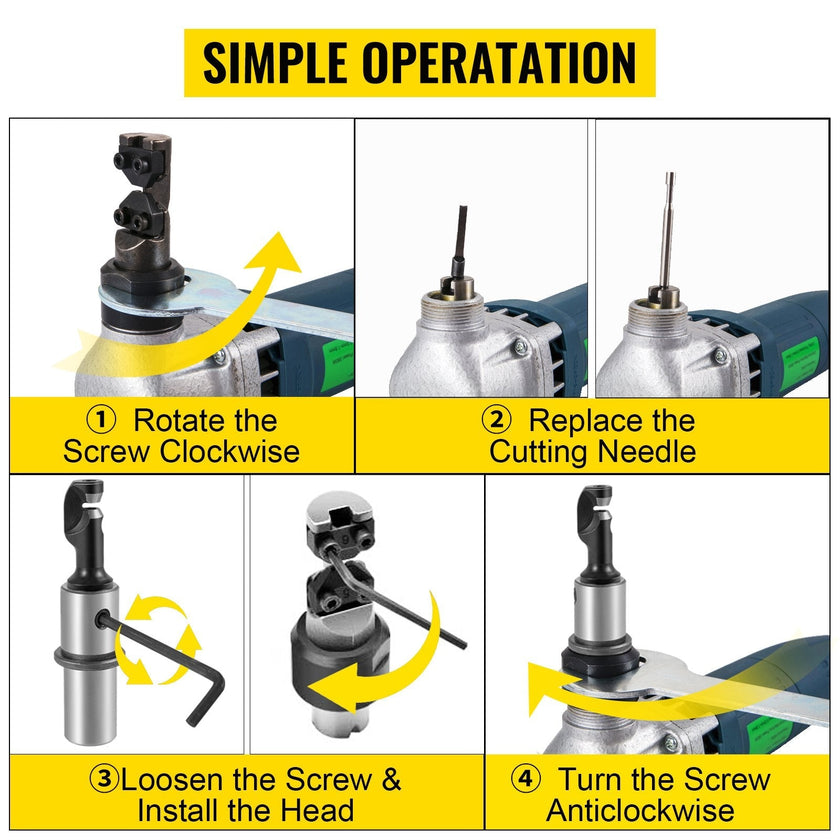 VEVOR Sheet Metal Nibbler 380W, Electric Metal Nibbler 1800RPM High Speed Rotor 0.07in/1.8mm, Metal Nibbler Cutter w Replaced Blades Storage Case for Cutting Stainless Steel, Aluminium, Plastic