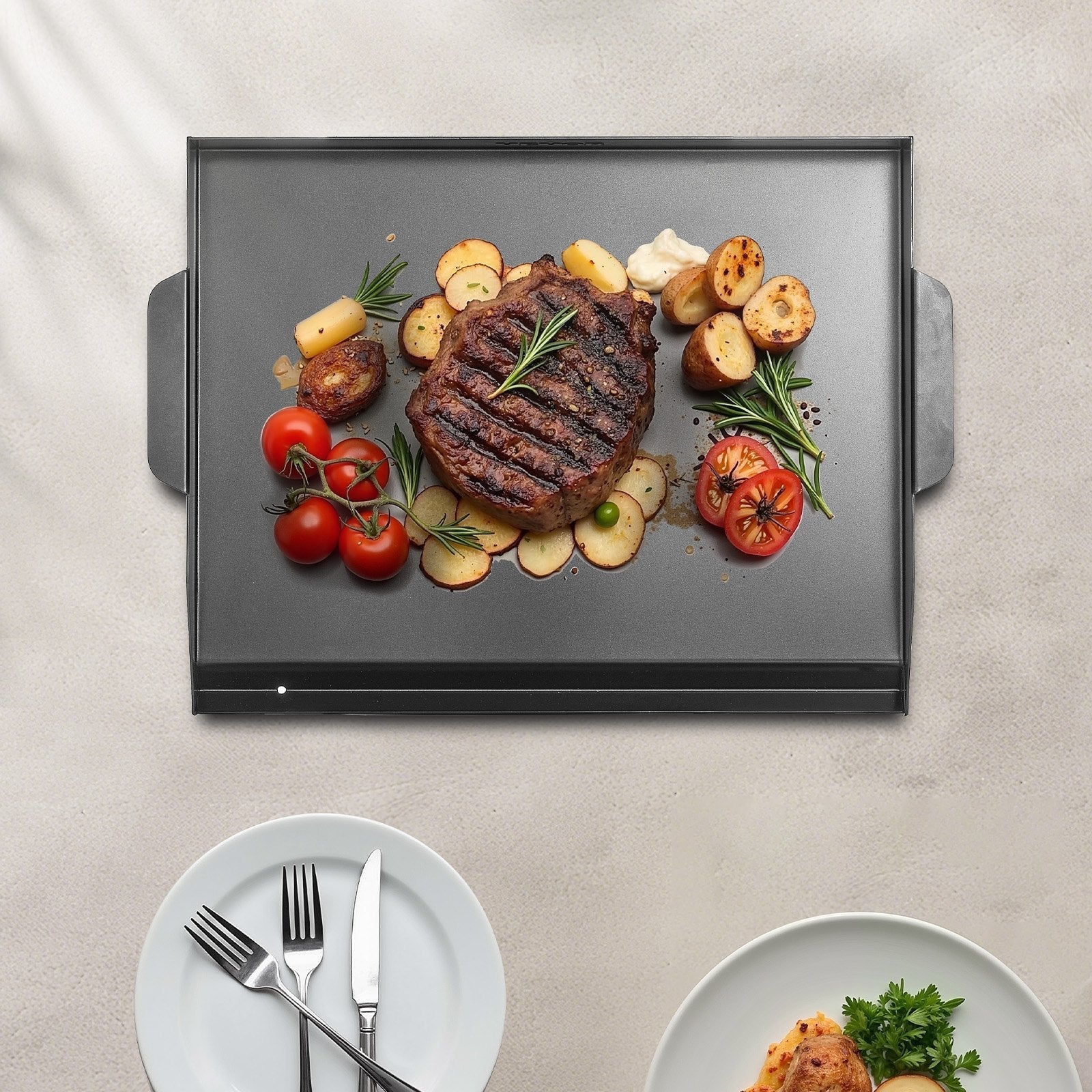 VEVOR 22x16 in Flat Top Griddle Carbon Steel Universal BBQ Grill Pan Cookware