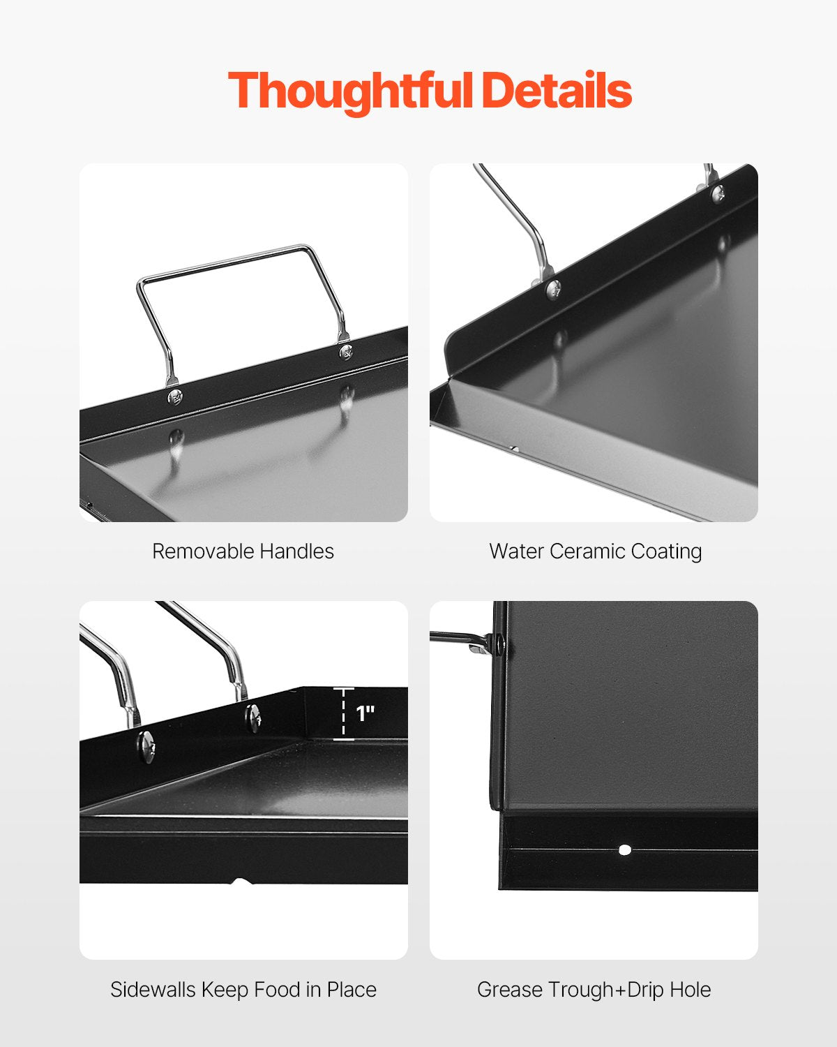 VEVOR 32x14 in Flat Top Griddle Carbon Steel Universal BBQ Grill Pan Cookware
