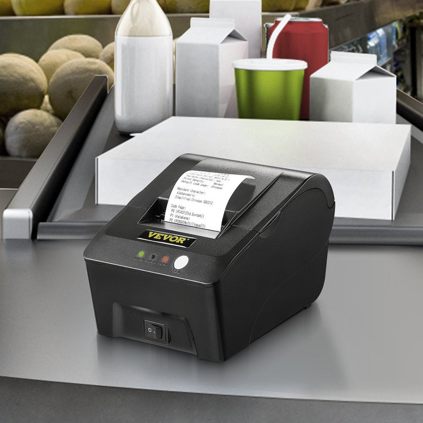 VEVOR Printer Receipt, 58mm Thermal Printer, ESC/POS Command Thermal Receipt Printer, Portable for Bank, Supermarket, Office, Restaurant Support Win 2003/XP/7/8/10 & Cashbox Driver