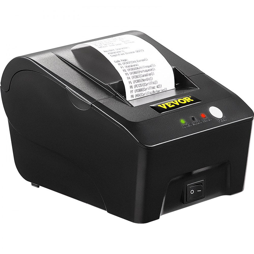 VEVOR Printer Receipt, 58mm Thermal Printer, ESC/POS Command Thermal Receipt Printer, Portable for Bank, Supermarket, Office, Restaurant Support Win 2003/XP/7/8/10 & Cashbox Driver
