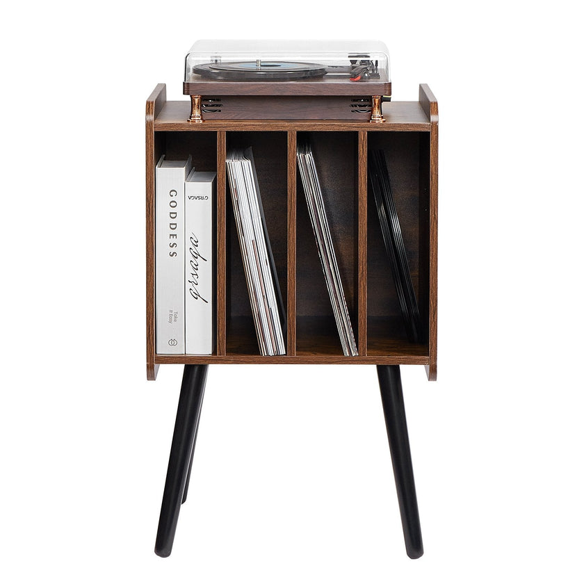 VEVOR Record Player Stand 2-Tier Wood Vinyl Record Stand up to 100 Albums Brown