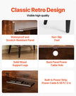 VEVOR 3-Tier Record Player with LED Light & USB Ports Wooden Vinyl Shelf Brown