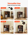 VEVOR 3-Tier Record Player with LED Light & USB Ports Wooden Vinyl Shelf Brown