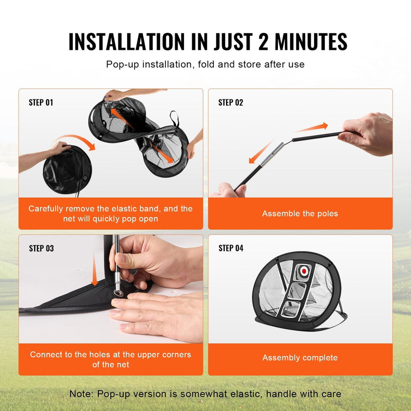VEVOR Golf Chipping Net, Pop Up Golf Practice Net, Portable Indoor Outdoor Home Golf Hitting Aid Net with Target/Mat/Balls/Tee/Carry Bag, for Backyard Driving Training Swing, Gift for Men, Black