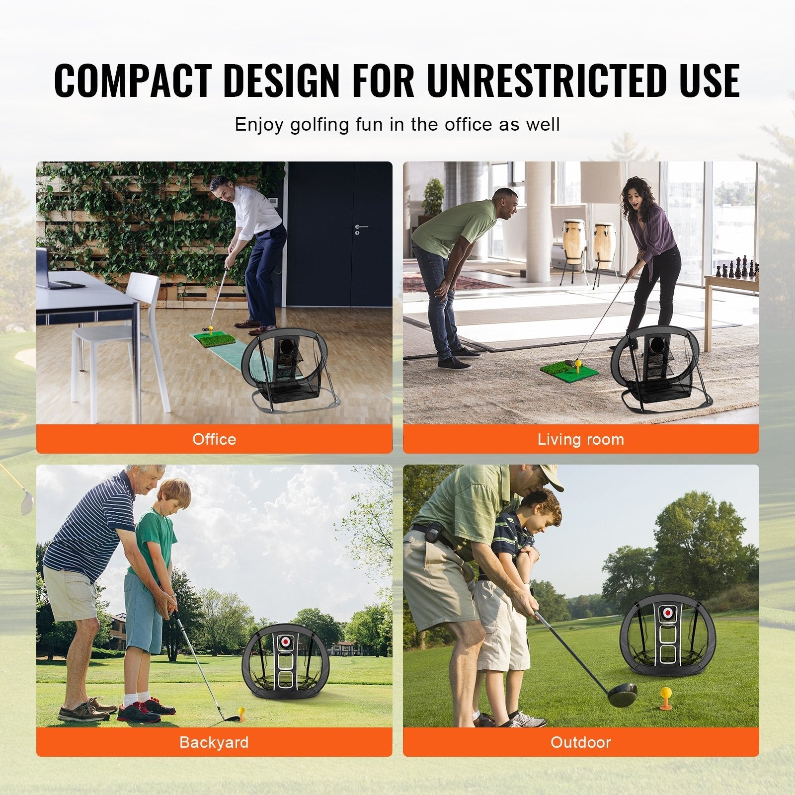 VEVOR Golf Chipping Net, Pop Up Golf Practice Net, Portable Indoor Outdoor Home Golf Hitting Aid Net with Target/Mat/Balls/Tee/Carry Bag, for Backyard Driving Training Swing, Gift for Men, Black