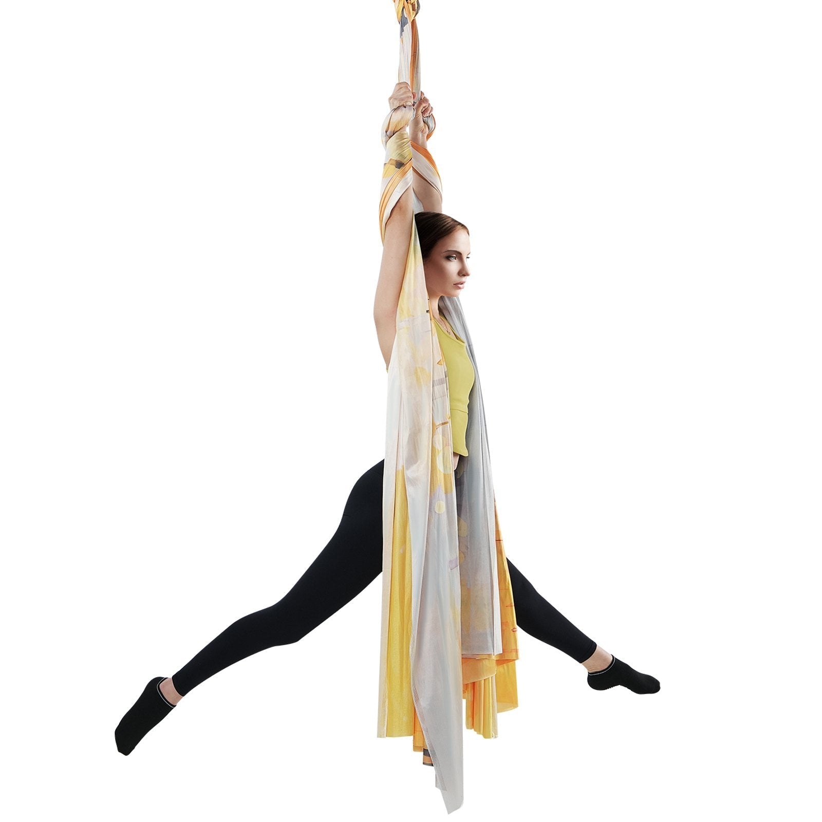 VEVOR Aerial Yoga Hammock & Swing, 5.5 Yards, Aerial Yoga Starter Kit with 100gsm Nylon Fabric, Full Rigging Hardware & Easy Set-up Guide, Antigravity Flying for All Levels Fitness Bodybuilding, Gold