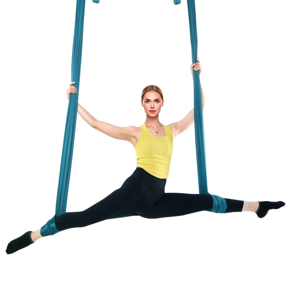 VEVOR Aerial Yoga Hammock & Swing, 5.5 Yards, Aerial Yoga Starter Kit with 100gsm Nylon Fabric, Full Rigging Hardware & Easy Set-up Guide, Antigravity Flying for All Levels Fitness Bodybuilding, Green