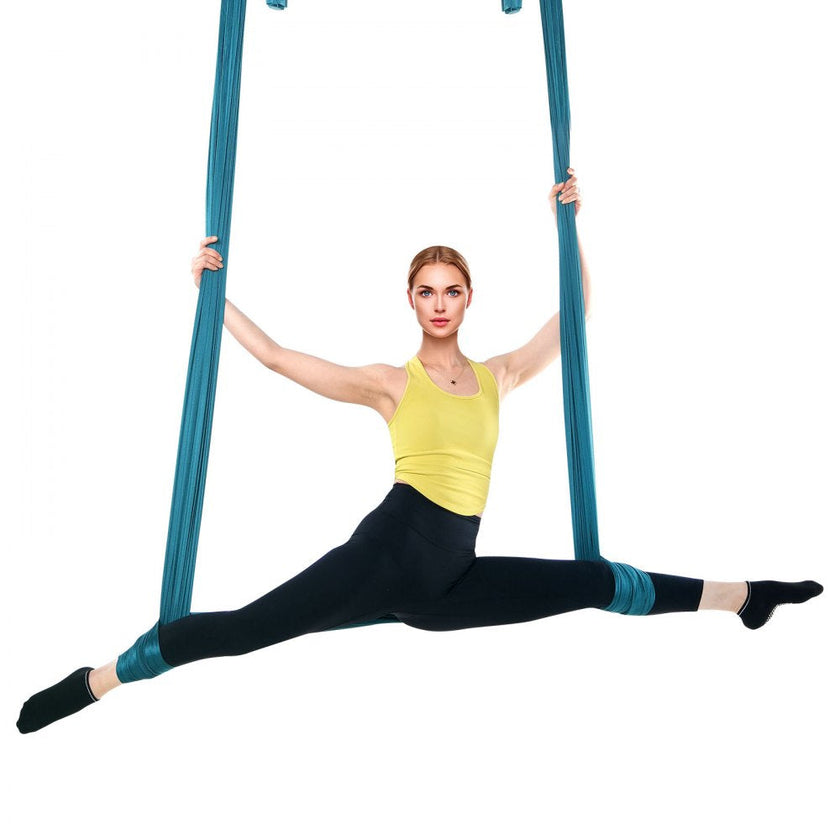 VEVOR Aerial Yoga Hammock & Swing, 5.5 Yards, Aerial Yoga Starter Kit with 100gsm Nylon Fabric, Full Rigging Hardware & Easy Set-up Guide, Antigravity Flying for All Levels Fitness Bodybuilding, Green
