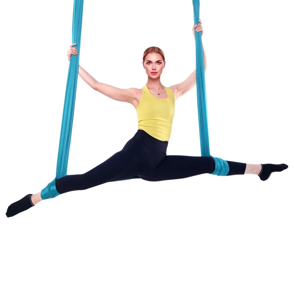 VEVOR Aerial Yoga Hammock & Swing, 5.5 Yards, Aerial Yoga Starter Kit with 100gsm Nylon Fabric, Full Rigging Hardware & Easy Set-up Guide, Antigravity Flying for All Levels Fitness Bodybuilding, Blue