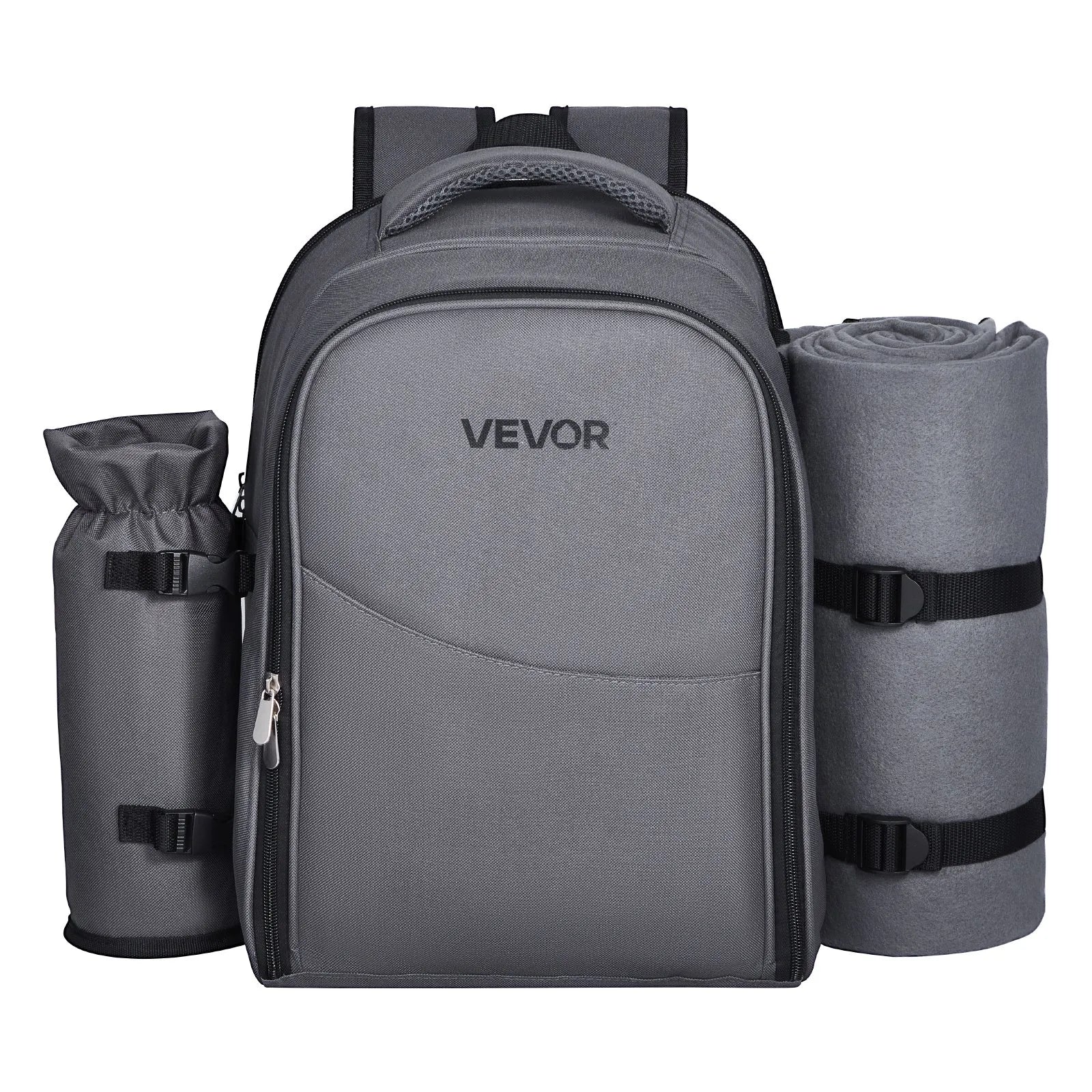 VEVOR Beach Picnic Backpack Bag for 2 Person with Cooler Compartment Grey