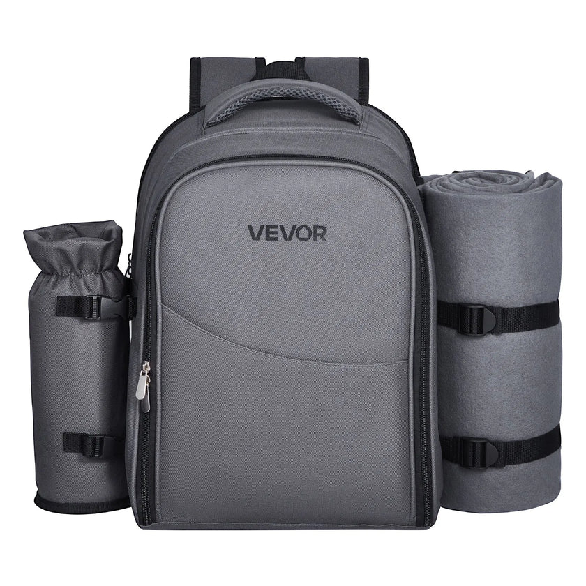 VEVOR Beach Picnic Backpack Bag for 2 Person with Cooler Compartment Grey