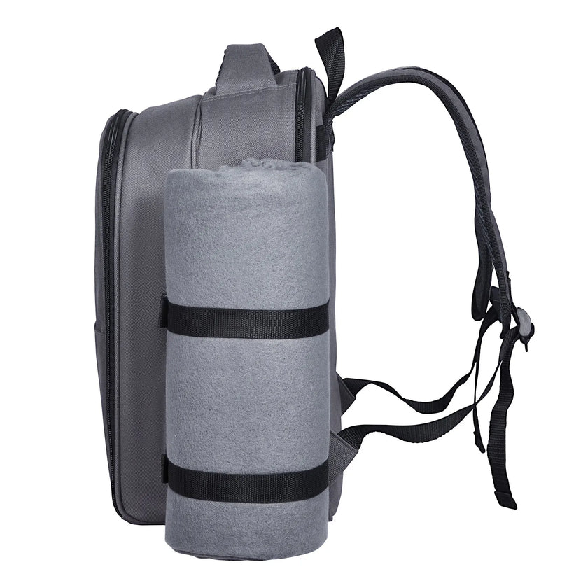 VEVOR Beach Picnic Backpack Bag for 2 Person with Cooler Compartment Grey
