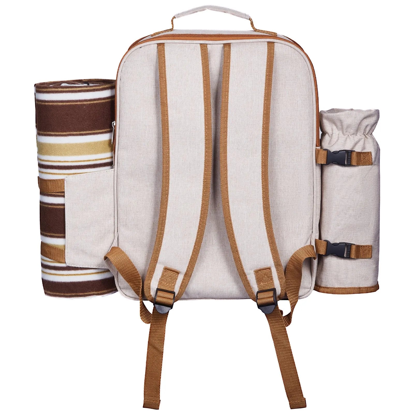 VEVOR Beach Picnic Backpack Bag for 4 Person with Cooler Compartment Blanket