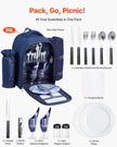 VEVOR Beach Picnic Backpack Bag for 2 Person with Cooler Compartment Navy Blue