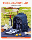 VEVOR Beach Picnic Backpack Bag for 2 Person with Cooler Compartment Navy Blue