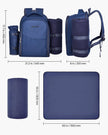 VEVOR Beach Picnic Backpack Bag for 2 Person with Cooler Compartment Navy Blue