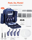 VEVOR Beach Picnic Backpack Bag for 4 Person with Cooler Compartment Navy Blue
