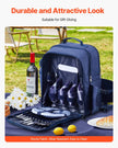 VEVOR Beach Picnic Backpack Bag for 4 Person with Cooler Compartment Navy Blue