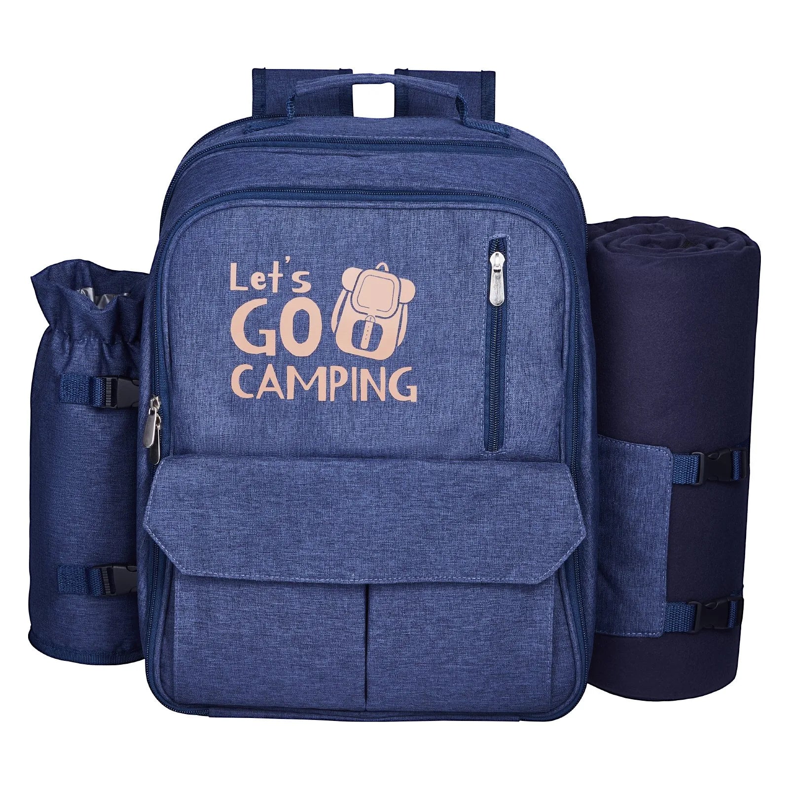 VEVOR Beach Picnic Backpack Bag for 4 Person with Cooler Compartment Navy Blue