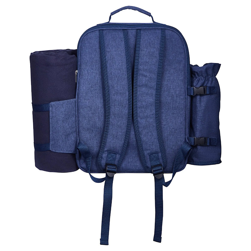 VEVOR Beach Picnic Backpack Bag for 4 Person with Cooler Compartment Navy Blue