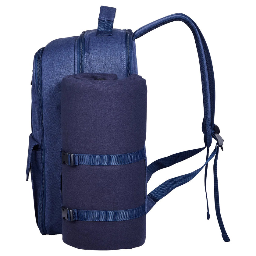 VEVOR Beach Picnic Backpack Bag for 4 Person with Cooler Compartment Navy Blue