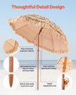 VEVOR Tiki Umbrella Thatched Patio Umbrella 6.5 ft Poolside Patio Beach Umbrella