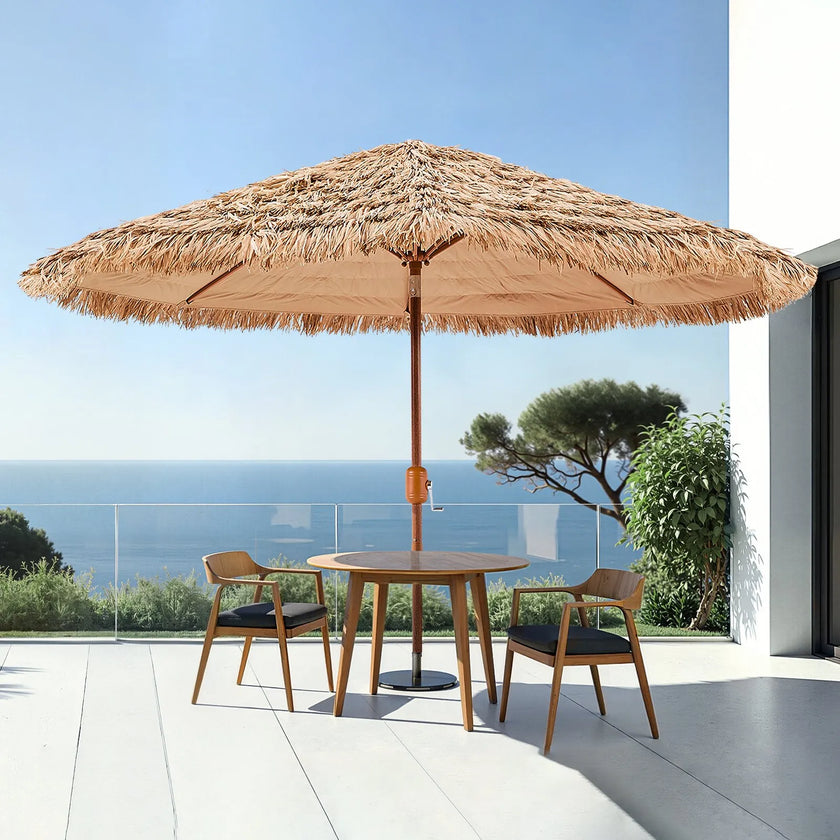 VEVOR Tiki Umbrella Thatched Patio Umbrella 9 ft Poolside Patio Beach Umbrella