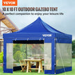 VEVOR 10x10 Pop Up Canopy Tent, Outdoor Canopy with Removable Sidewalls and Wheeled Bag, Instant Portable Shelter, UV-Resistant Waterproof Gazebo Patio Tents for Parties, Camping, Commercial, Blue