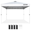 VEVOR Pop Up Canopy Tent, 10 x 10 ft, 250 D PU Silver Coated Tarp, with Portable Roller Bag and 4 Sandbags, Waterproof and Sun Shelter Gazebo for Outdoor Party, Camping, Commercial Events, White