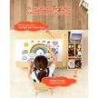 VEVOR Kids Art Table and Chair Set with Storage Cabinet, Wooden Toddler Activity Table, Craft Desk with 2 Chairs and 3-Tier Organizer for Drawing, Reading, Learning & Play, Light Wood