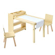 VEVOR Kids Art Table and Chair Set with Storage Cabinet, Wooden Toddler Activity Table, Craft Desk with 2 Chairs and 3-Tier Organizer for Drawing, Reading, Learning & Play, Light Wood