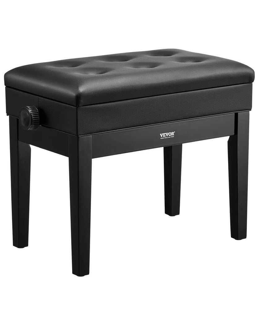 VEVOR Adjustable Piano Keyboard Bench Storage Padded Seat Wooden Bookcase Stool