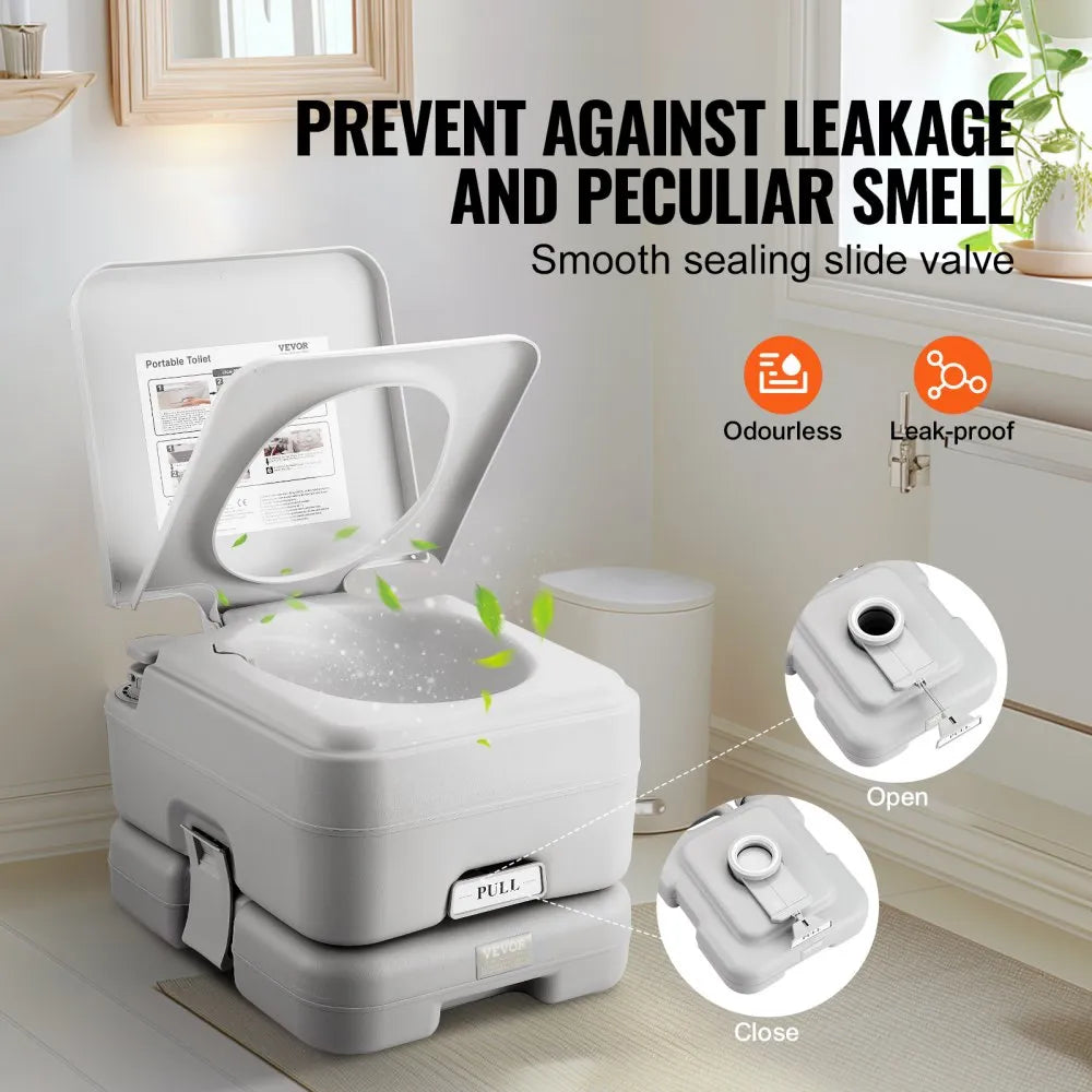 VEVOR Portable Toilet, Travel Camping Toilet, 3.2 Gal Commode Potty, Outdoor Portable Toilet, Indoor Portable Toilet, RV Toilet Flush, Boat Toilet, Leak-Proof Commode, Pressure Flush Toilet, Lightweight Travel Potty